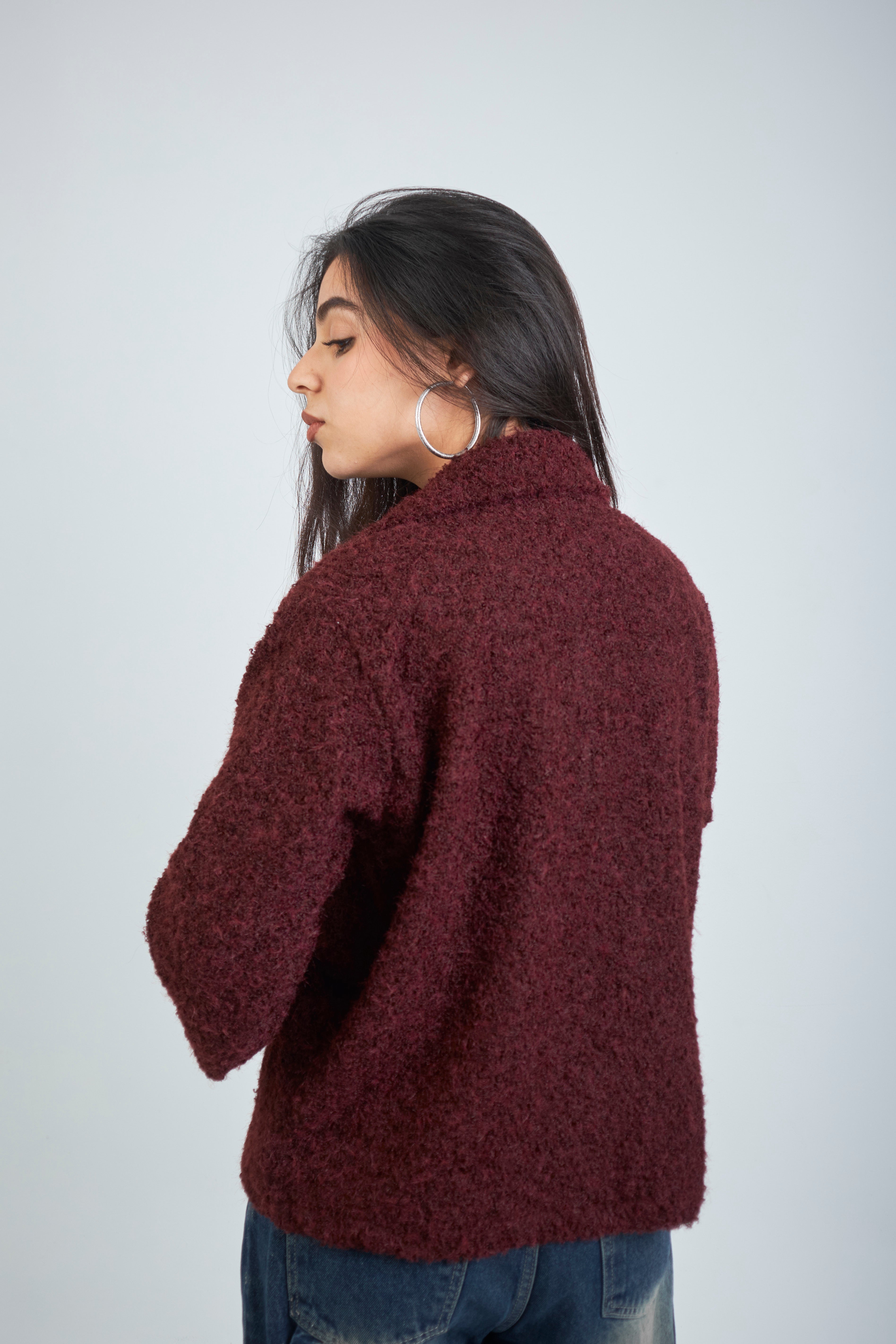 Wrapped wool jacket - burgundy
