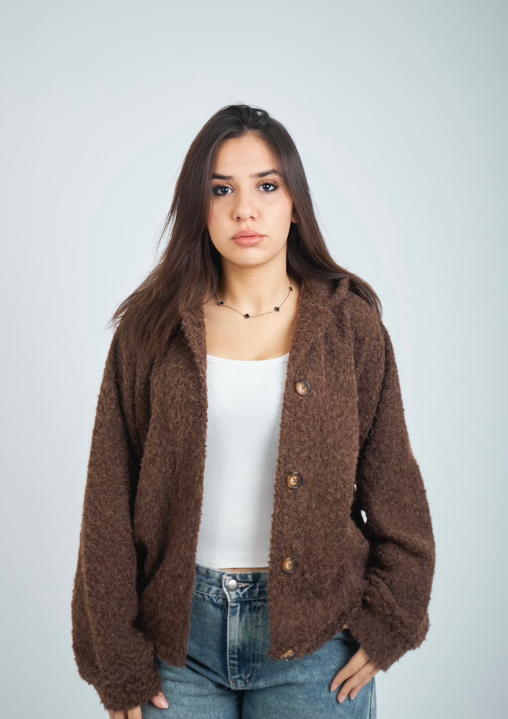 Wrapped wool jacket - brown
