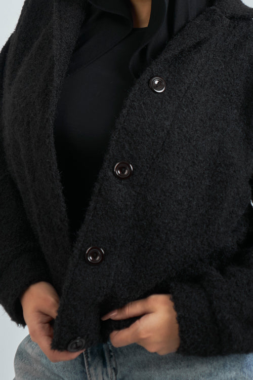 Wrapped wool jacket - black